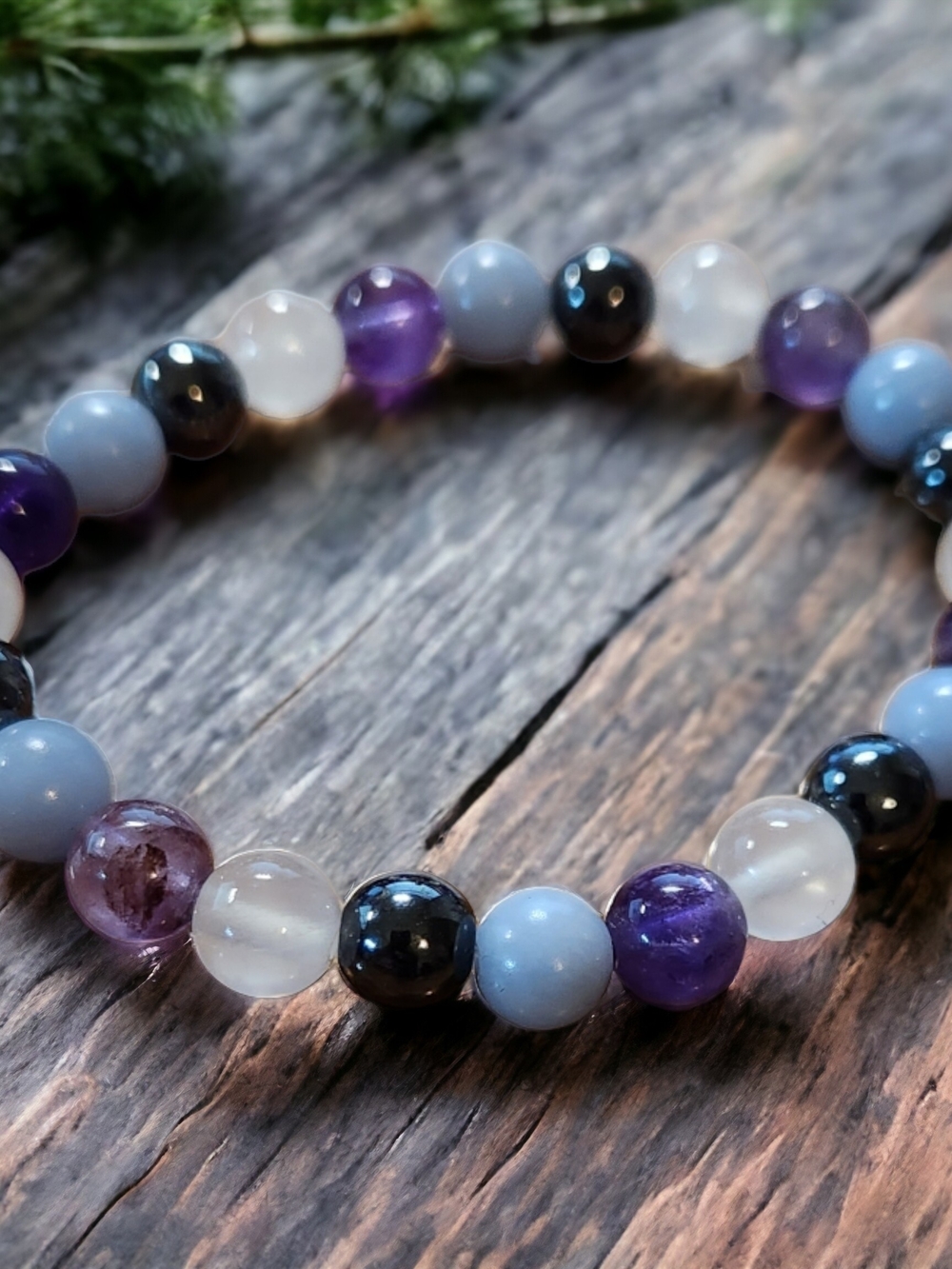Angel Protection Bracelets infused with Angelite, Amethyst, Hematite & Selenite